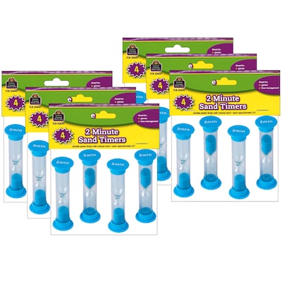 Teacher Created Resources 2 Minute Small Sand Timer, Blue, 4 Per Pack, 6 Packs (TCR20647-6)