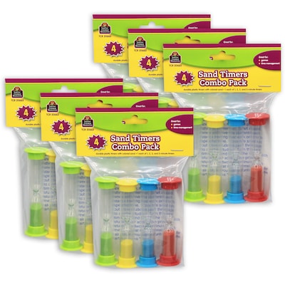 Teacher Created Resources Small Sand Timers Combo Pack, Assorted Colors, 4 Per Pack, 6 Packs (TCR206