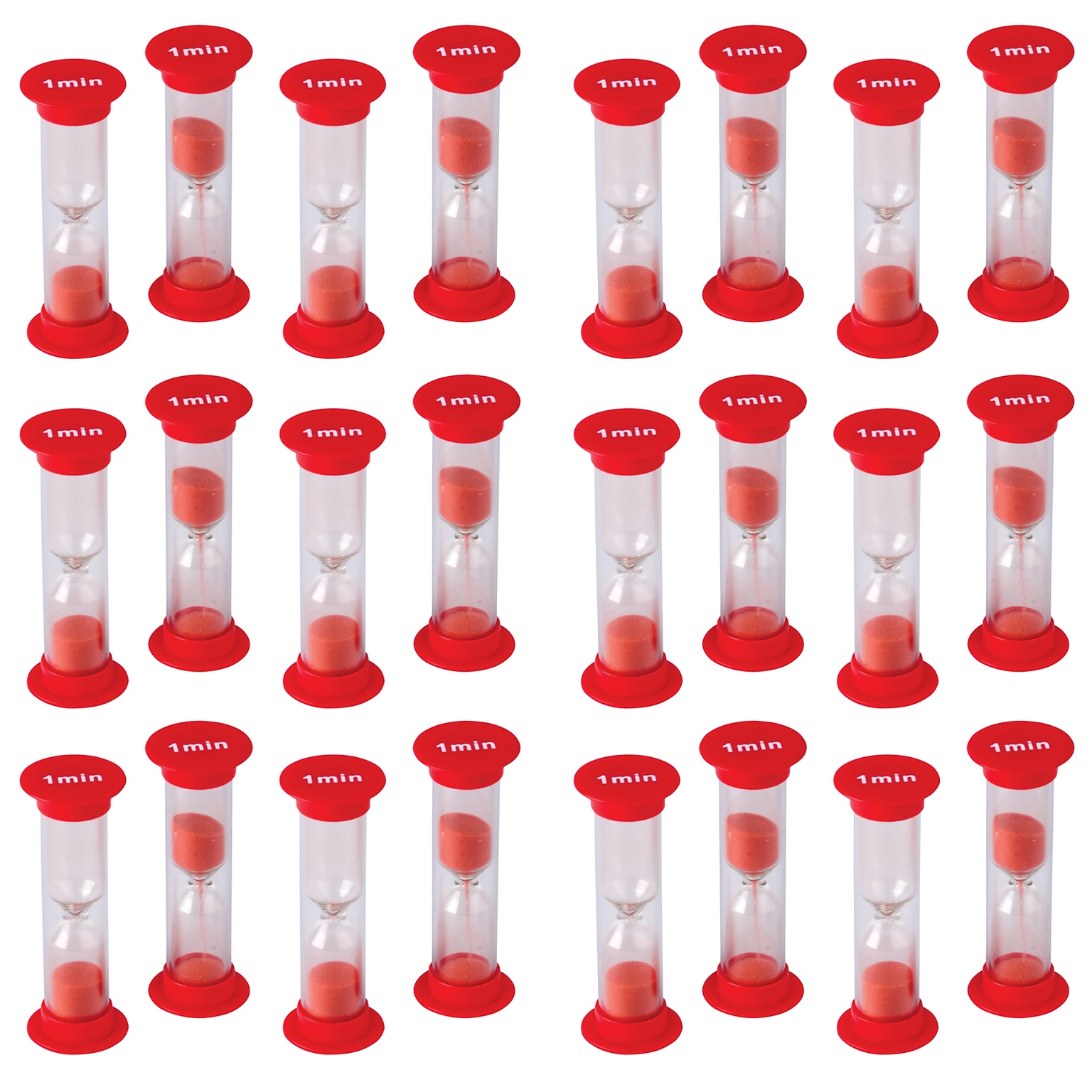 Teacher Created Resources 1 Minute Mini Sand Timer, Red, 4 Per Pack, 6 Packs (TCR20753-6)