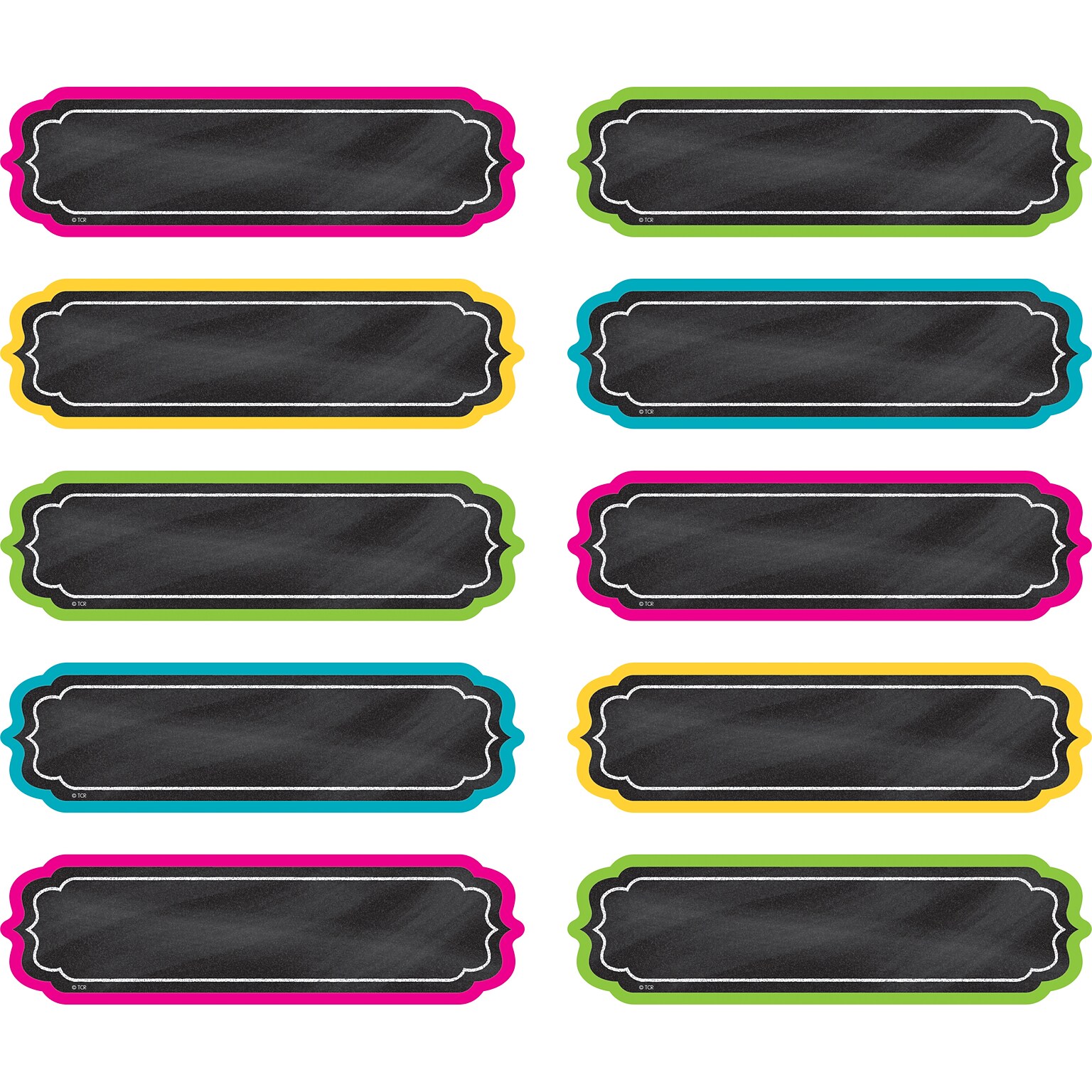 Teacher Created Resources Chalkboard Brights Labels, 5.25 x 1.5, 30 Per Pack, 3 Packs (TCR20871-3)