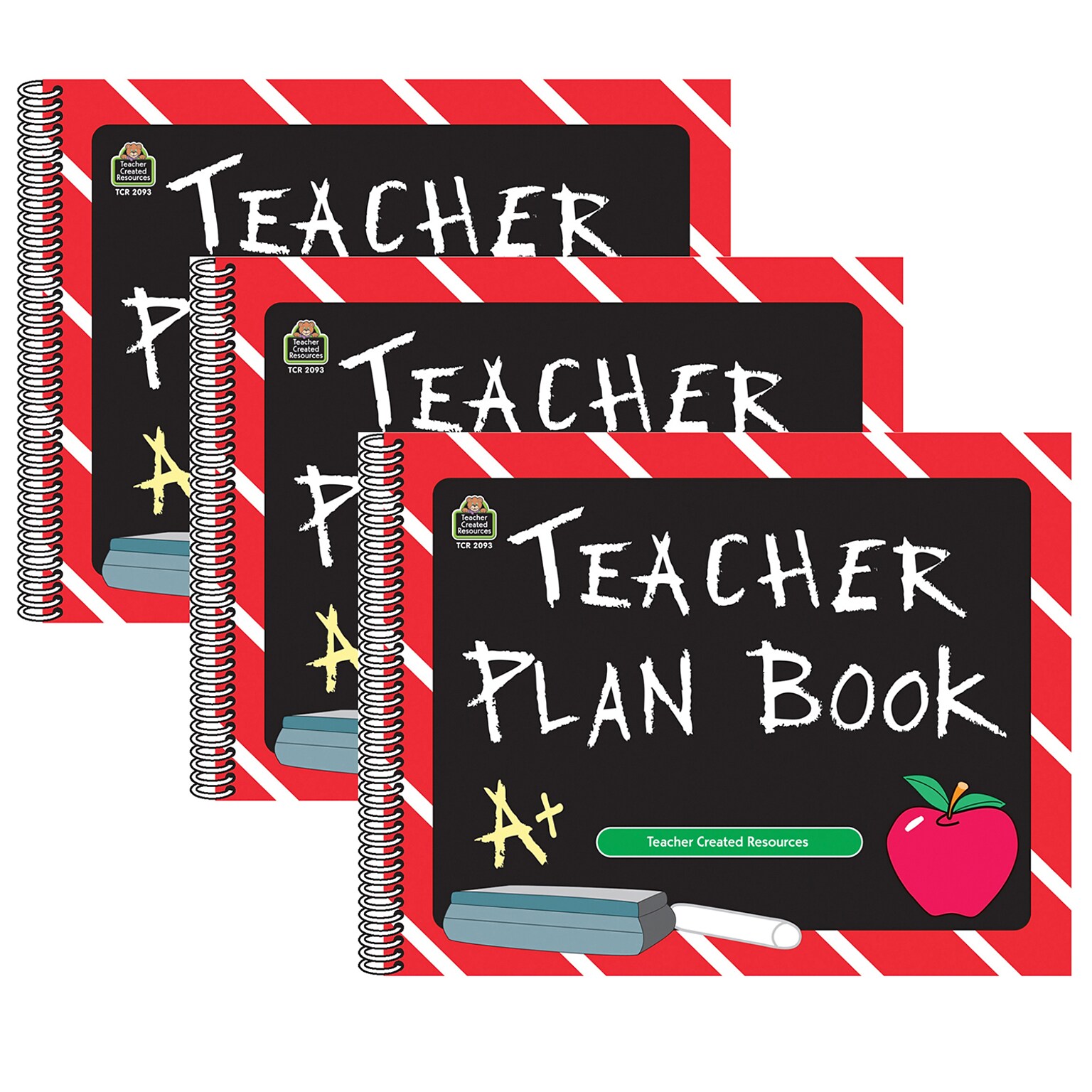 Teacher Created Resources® Chalkboard Teacher Plan Book, 12 x 9.5, Pack of 3 (TCR2093-3)