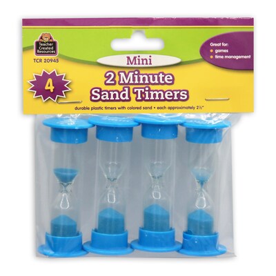 Teacher Created Resources 2 Minute Mini Sand Timer, Blue, 4 Per Pack, 6 Packs (TCR20945-6)