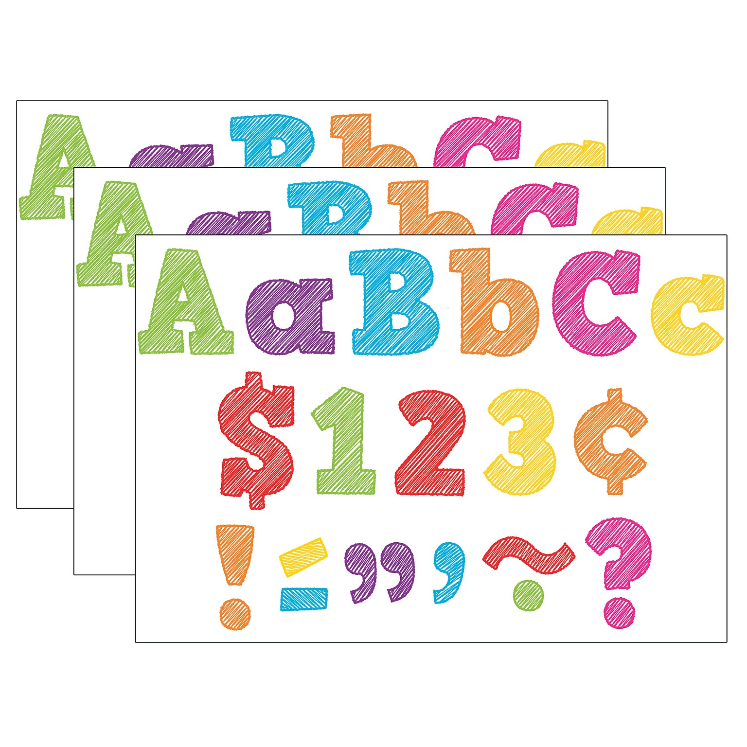 Teacher Created Resources 4 Bold Block Letters Combo Pack, Assorted Colors, 230 Characters/Pack, 3 Packs (TCR2686-3)