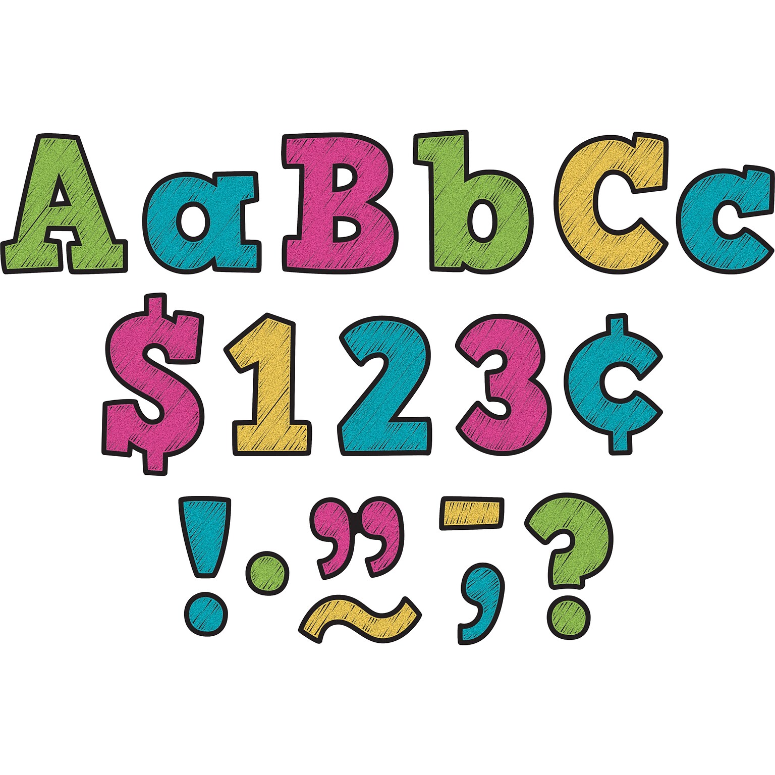Teacher Created Resources 3 Bold Block Letters, Chalkboard Brights, 443 Characters/Pack, 3 Packs (TCR3881-3)
