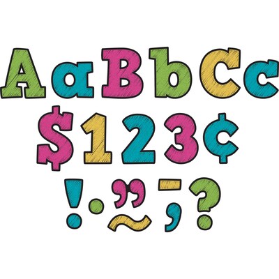 Teacher Created Resources 3 Bold Block Letters, Chalkboard Brights, 443 Characters/Pack, 3 Packs (T