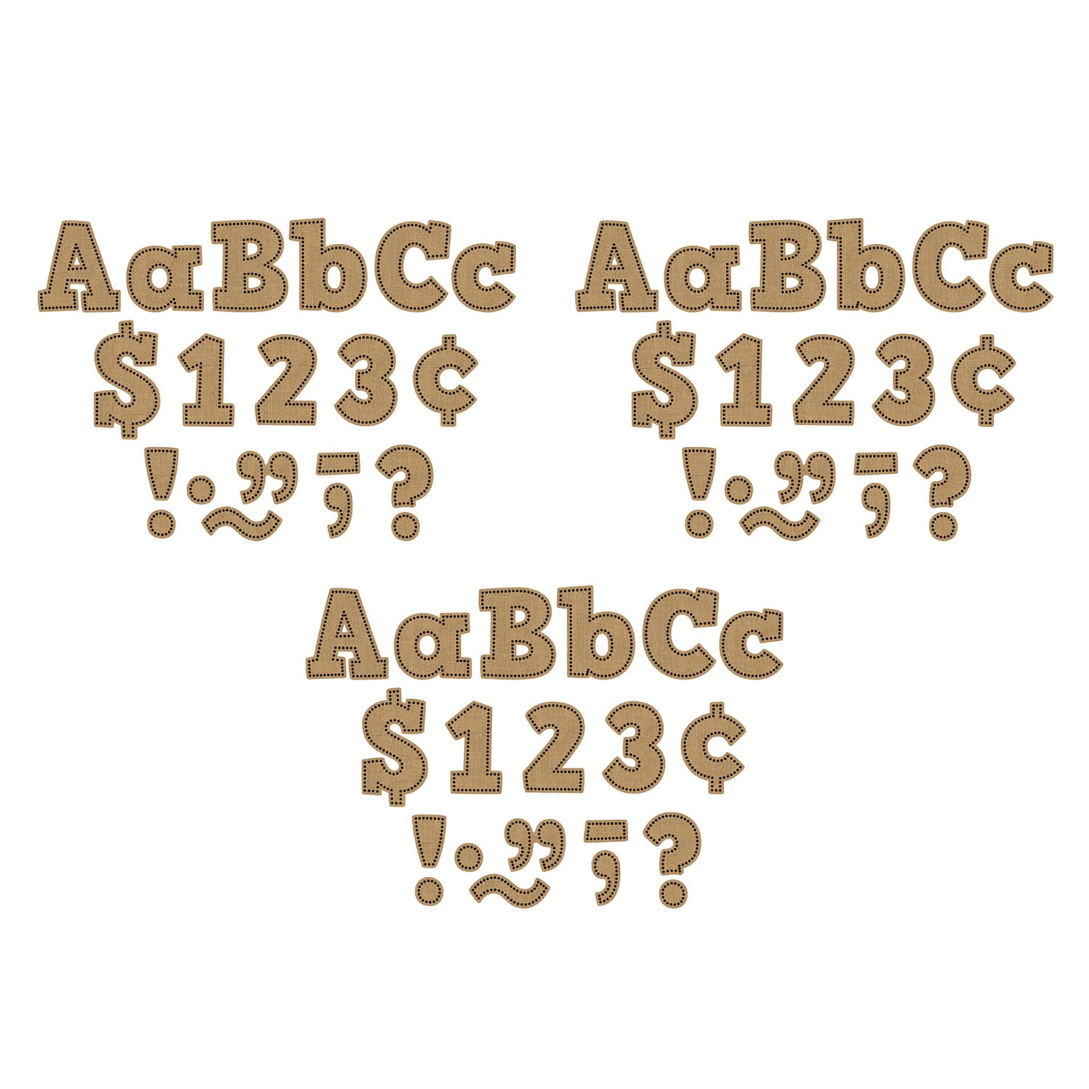 Teacher Created Resources 4 Bold Block Letters Combo Pack, Brown Burlap Design, 230 Characters/Pack, 3 Packs (TCR3938-3)