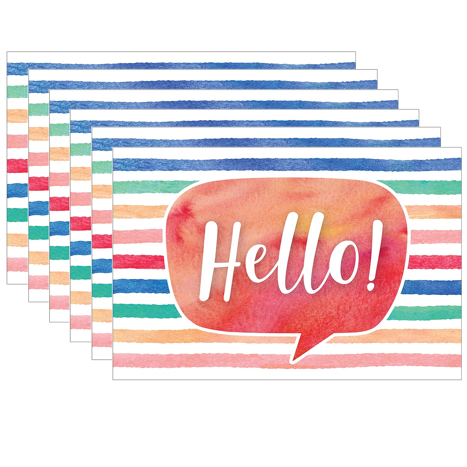 Teacher Created Resources Watercolor Hello Postcards, 30/Pack, 6 Packs (TCR4764-6)