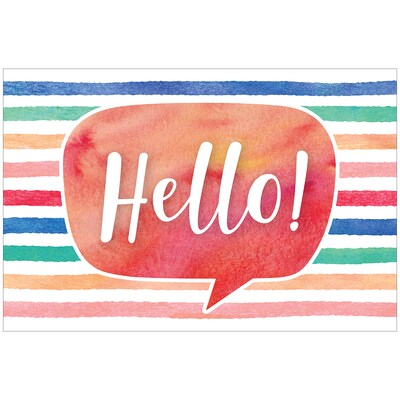 Teacher Created Resources Watercolor Hello Postcards, 30/Pack, 6 Packs (TCR4764-6)