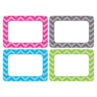 Teacher Created Resources® Assorted Colored Chevron Name Tags, 3.5" x 2.5", 36 Per Pack, 6 Packs (TCR5526-6)