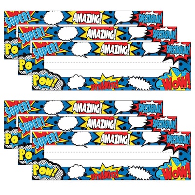 Teacher Created Resources Superhero Flat Nameplates, 3.5 x 11.5, 36 Per Pack, 6 Packs (TCR5588-6)