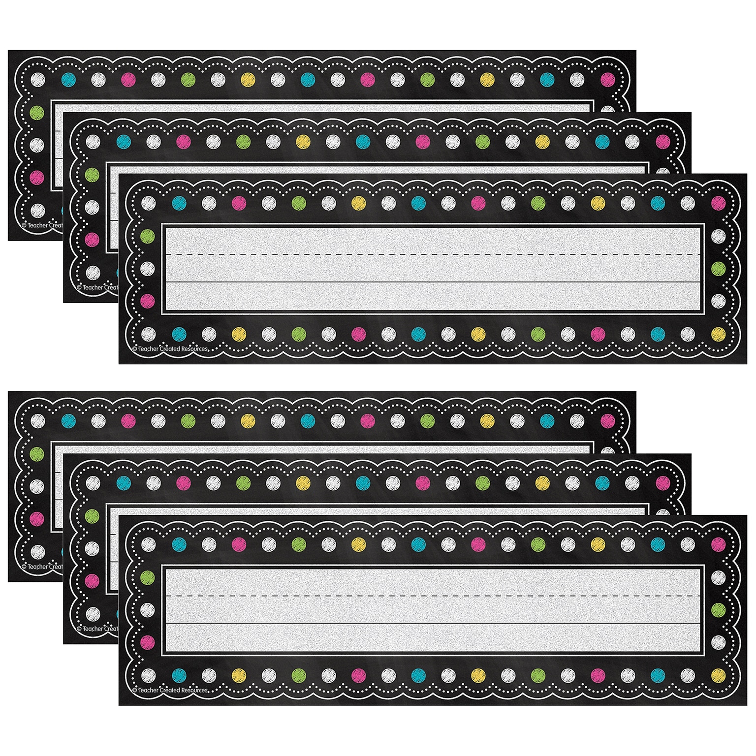 Teacher Created Resources® Chalkboard Brights Flat Nameplates, 3.5 x 11.5, 36 Per Pack, 6 Packs (TCR5624-6)