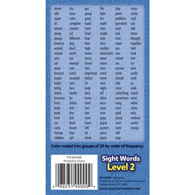 Teacher Created Resources Edupress Sight Words Flash Cards, Level 2 (TCR62059)