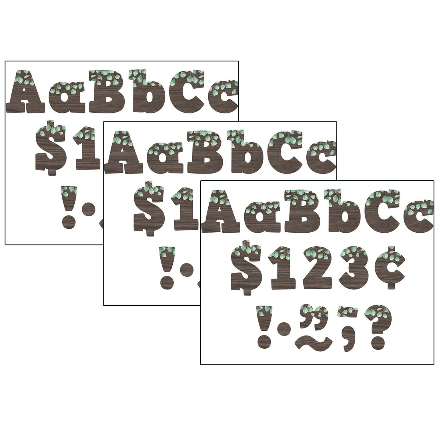 Teacher Created Resources® 4 Bold Block Letters Combo Pack, Eucalyptus, 230 Characters Per Pack, 3 Packs (TCR8450-3)