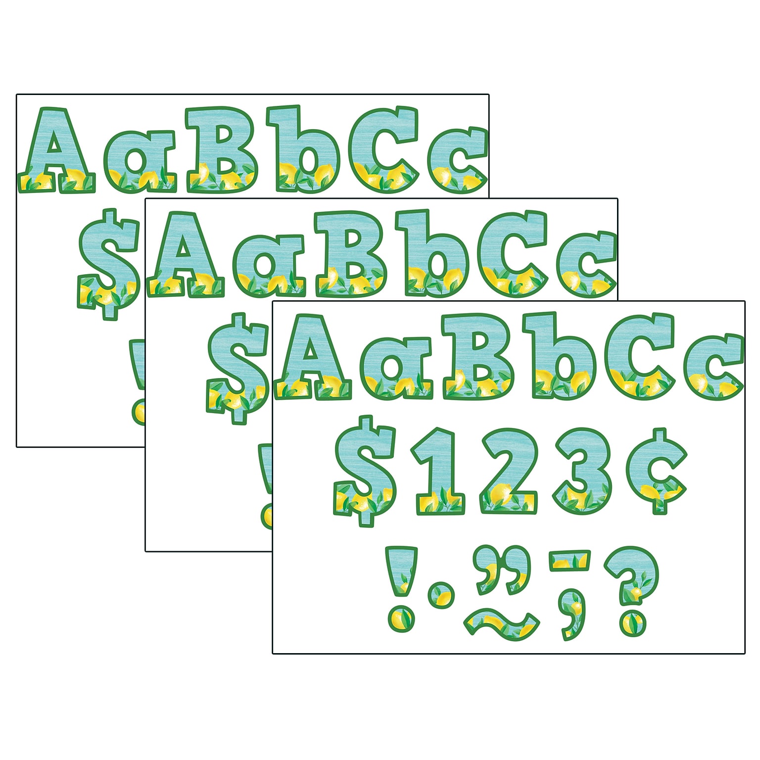 Teacher Created Resources® 4 Bold Block Letters Combo Pack, Lemon Zest, 230 Characters Per Pack, 3 Packs (TCR8497-3)