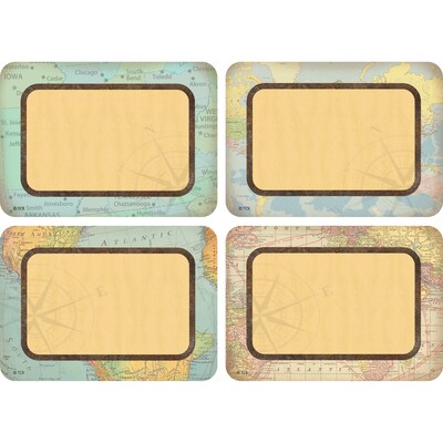 Teacher Created Resources® Travel the Map Name Tags, 4 Designs, 3.5" x 2.5", 36 Per Pack, 6 Packs (TCR8574-6)