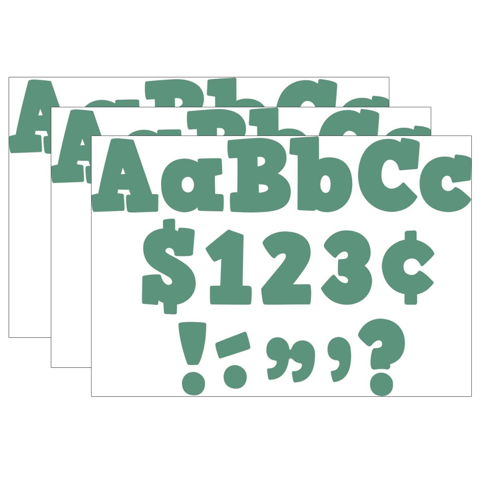 Teacher Created Resources 4 Bold Block Letters Combo Pack, Eucalyptus Green, 230 Characters/Pack, 3 Packs (TCR8693-3)