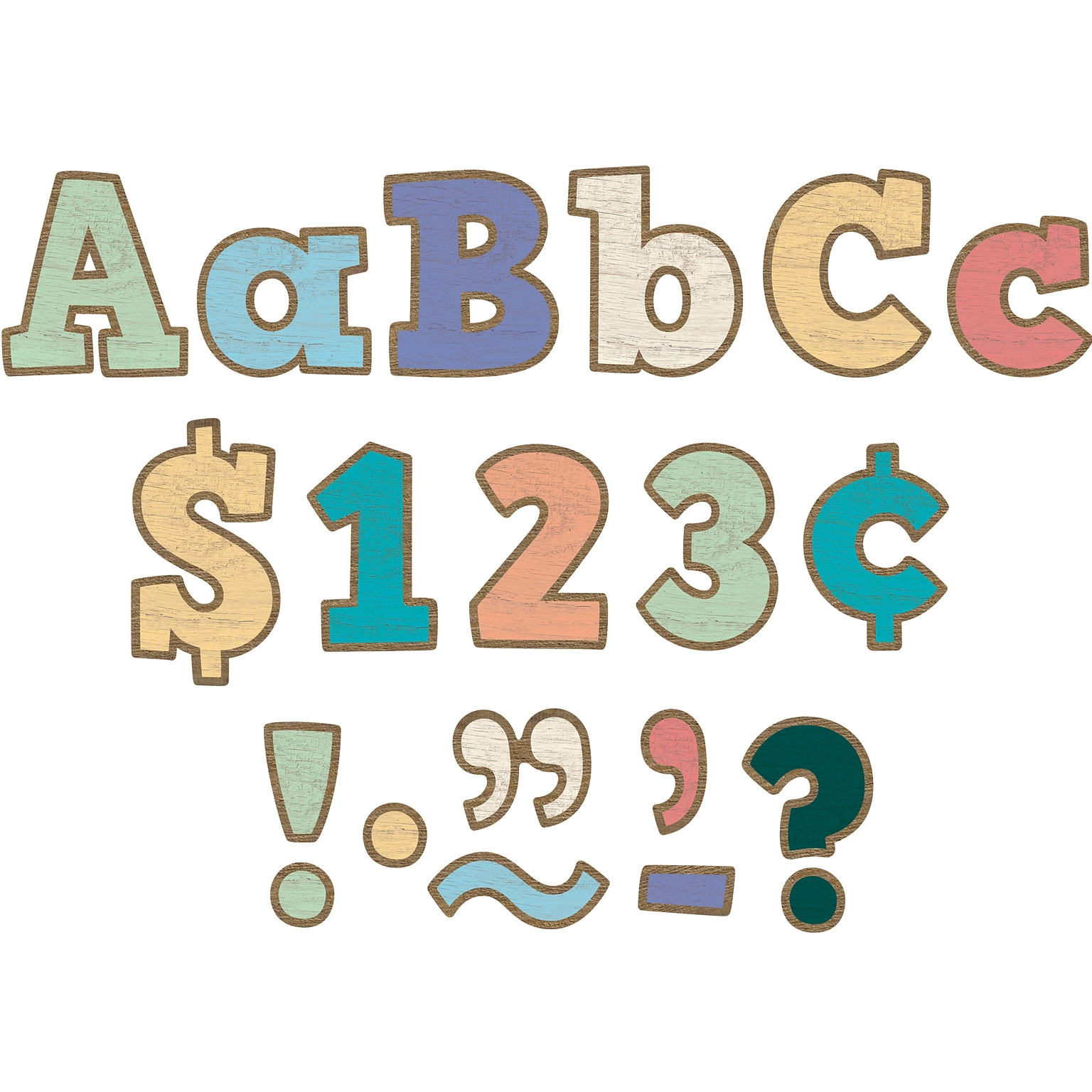 Teacher Created Resources 4 Bold Block Letters Combo Pack, Painted Wood, 230 Characters/Pack, 3 Packs (TCR8820-3)