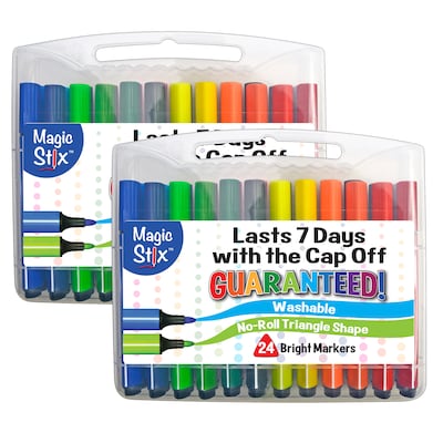 Magic Stix Triangular Markers, Bullet Tip, 24 Colors/Pack, 2 Packs (TPG397-2)
