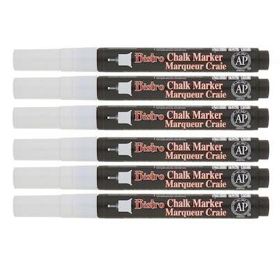 Marvy Uchida® Bistro Chalk Markers, Extra Fine Tip, White, Pack of 6  (UCH485C0-6)