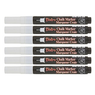 Marvy Uchida® Bistro Chalk Markers, Extra Fine Tip, White, Pack of 6  (UCH485C0-6)