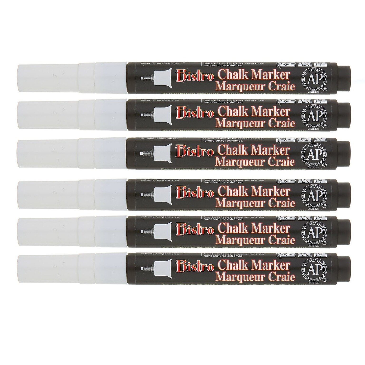 Marvy Uchida® Bistro Chalk Markers, Extra Fine Tip, White, Pack of 6 (UCH485C0-6)