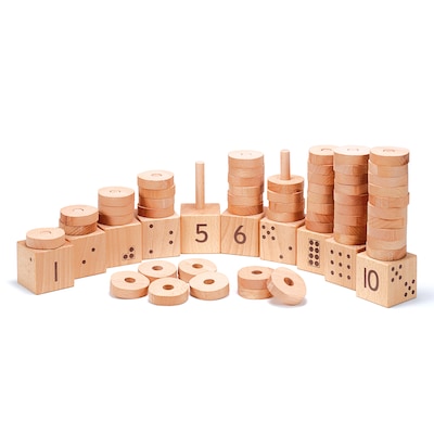 Yellow Door 1-10 Natural Number Stacker Set, Natural Wood Shades (YUS1133)