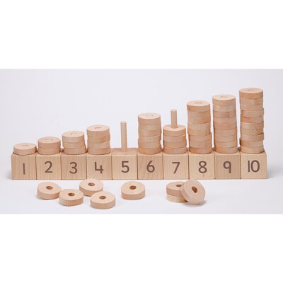 Yellow Door 1-10 Natural Number Stacker Set, Natural Wood Shades (YUS1133)