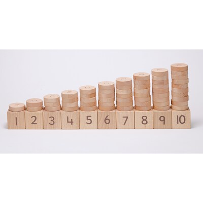 Yellow Door 1-10 Natural Number Stacker Set, Natural Wood Shades (YUS1133)