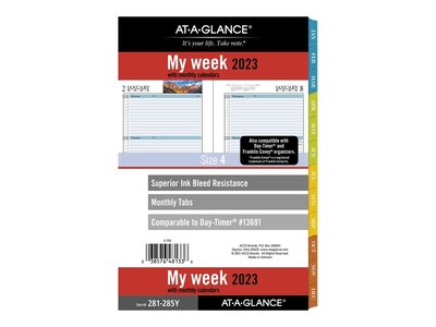 2023 AT-A-GLANCE My Week Zenscapes 8.5 x 5.5 Weekly & Monthly Planner Refill, White/Blue (281-285Y