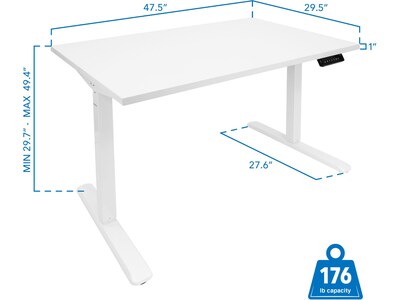 Mount-It! 48"W Electric Adjustable Standing Desk, White (MI-18060)