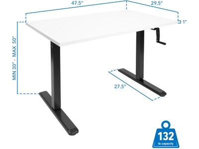 Mount-It! 48"W Manual Adjustable Standing Desk, White/Black (MI-18069)