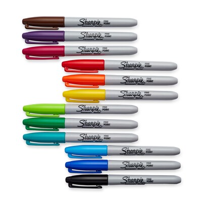 Sharpie Permanent Marker, Fine Tip, Assorted, 12/Pack (30075/30072)