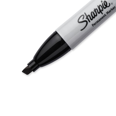 Sharpie Tank Permanent Marker, Chisel Tip, Black, 12/Pack (38201)