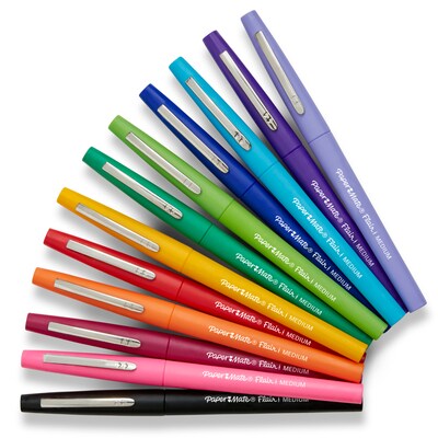 Paper Mate Flair Felt Pens, Medium Point, 0.7mm, Assorted Ink, Dozen (74423)