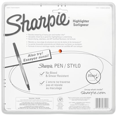 Sharpie Stick Highlighter, Chisel Tip, Assorted, Dozen (27145)