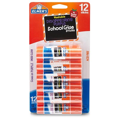 Elmers Disappearing Permanent Glue Sticks, 0.21 oz., Clear, 12/Pack (E1559)