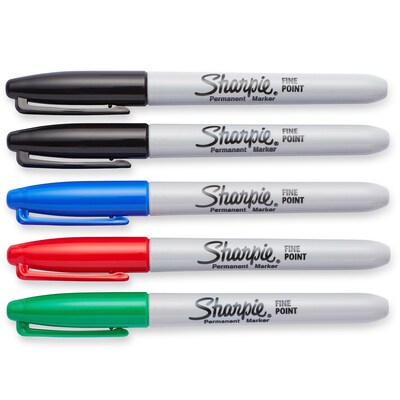 Sharpie Permanent Markers, Fine Point, Assorted 5-Count, Colors