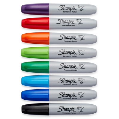 Sharpie Tank Permanent Marker, Chisel Tip, Assorted, 8/Pack (38250PP)