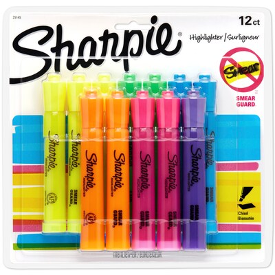 Sharpie Tank Highlighter, Chisel Tip, Assorted, Dozen (25145)