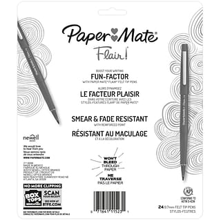 Paper Mate Flair Felt Pen, Medium Point, Assorted Ink, 24/Pack