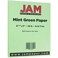 JAM Paper Matte Colored Paper, 28 lbs., 8.5 x 11, Mint Green, 500 Sheets/Ream (16732385B)