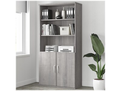 Bush Business Furniture Studio A 73H 5-Shelf Bookcase with Adjustable Shelves, Platinum Gray Lamina