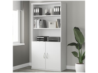 Bush Business Furniture Studio A 73H 5-Shelf Bookcase with Adjustable Shelves, White Laminated Wood