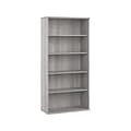 Bush Business Furniture Studio A 73H 5-Shelf Bookcase with Adjustable Shelves, Platinum Gray Lamina