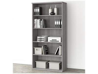 Bush Business Furniture Studio A 73H 5-Shelf Bookcase with Adjustable Shelves, Platinum Gray Lamina
