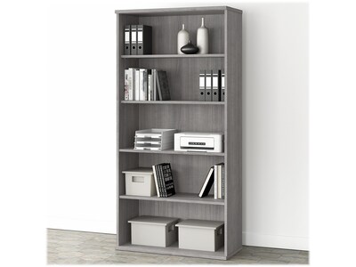 Bush Business Furniture Studio A 73"H 5-Shelf Bookcase with Adjustable Shelves, Platinum Gray Laminated Wood (SDB7236PG-Z)