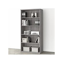 Bush Business Furniture Studio A 73H 5-Shelf Bookcase with Adjustable Shelves, Platinum Gray Lamina