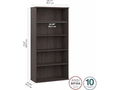 Bush Business Furniture Studio A 73"H 5-Shelf Bookcase with Adjustable Shelves, Storm Gray Laminated Wood (SDB7236SG-Z)