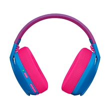 Logitech G435 Noise Canceling Bluetooth Over-the-Ear Gaming Headset, Blue/Raspberry (981-001061)