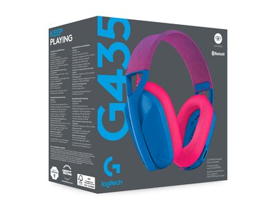 Logitech G435 Noise Canceling Bluetooth Over-the-Ear Gaming Headset, Blue/Raspberry (981-001061)